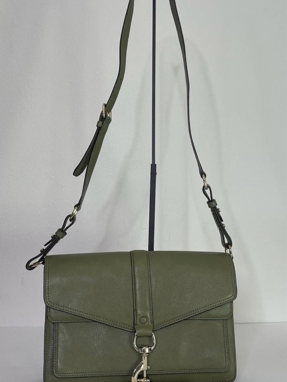 Olive Green Leather Shoulder Bag - Picture 5 of 9